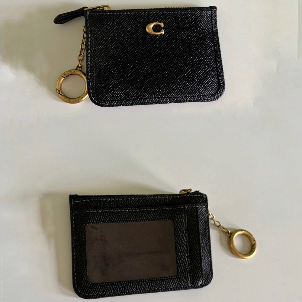 Coach Black Key and Card Holder with Gold Ring